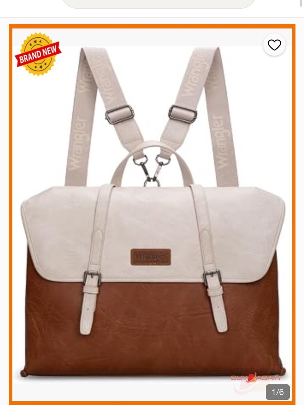 Wrangler Two-Tone Brown & Cream Laptop Backpack Brief